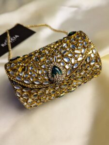 Turkish Kundan Luxury Bridal Clutch - Image 4