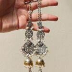 German Silver Brass Saharay Jhumkay-066