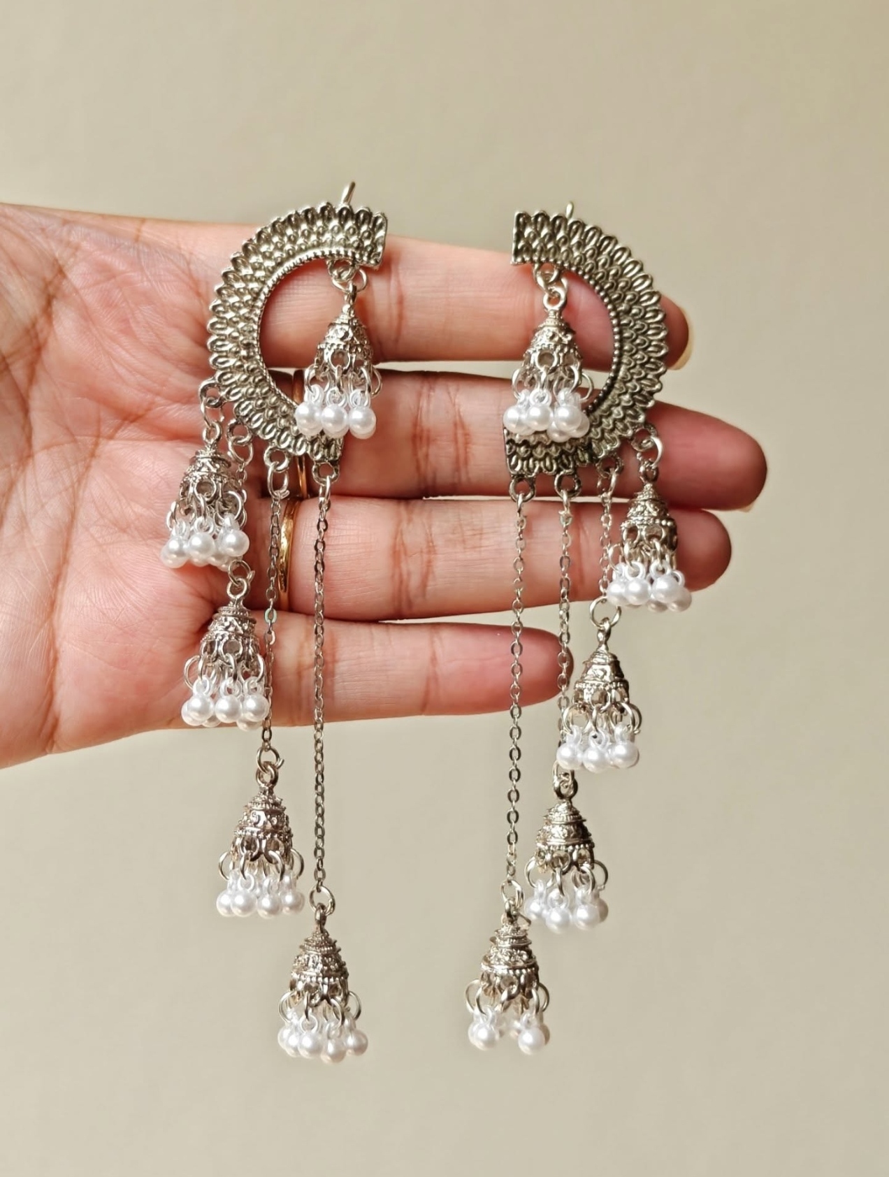 Oplus_16908288 Oxidise Dangling Earrings-064 - Image 1