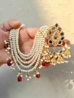Gold-Plated Sahara Jhumki Necklace Set-070 - Image 3